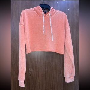 Forever 21 Orange Cropped Hooded Sweatshirt Size Medium